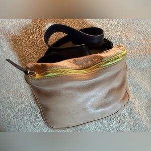 Clare V leather Fanny neon trim